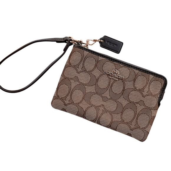 Coach Corner Zip Wristlet In Signature Canvas Brown Reg. $88 - Picture 3 of 7